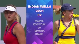 Marta Kostyuk vs Simona Halep  Indian Wells 2021 R2  Dutch Commentary [upl. by Ahsikat]