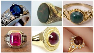 gold ring designs with one stone 2024  gold ring collection [upl. by Lumbye]