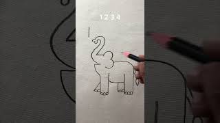 How to draw elephant with numbers 1234 [upl. by Dexter]