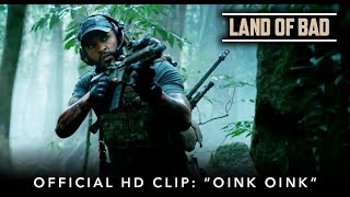 LAND OF BAD  Official HD Clip  quotOink Oinkquot  Starring Ricky Whittle amp Luke Hemsworth [upl. by Tirrag]