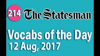 ✅ The Statesman Vocabulary 12 Aug 2017  Learn 10 New Words with Tricks  Day214 [upl. by Raphael]