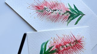 Easy watercolour bottlebrush flower painting [upl. by Arva]