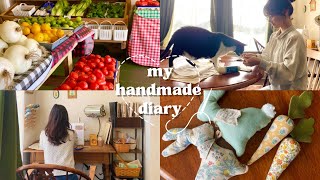 my handmade diary 1🌷welcoming spring make over💐make a cushion cover and a doily｜sewing vlog [upl. by Nahpos]