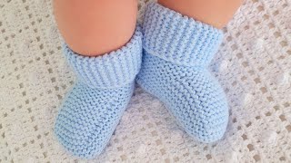 Вяжем спицами пинеткиносочки для малышаknitting bootiesBooties stricken [upl. by Avik]