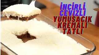 İncirli Cevizli Kek Üstüne Yumuşacık Kremalı Kolay Dilim Tatlı Tarifi👨‍🍳👌🏻Oktay Usta [upl. by Culbertson]