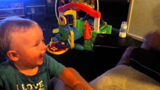 My 10 month old baby laughing hysterically at his dad [upl. by Carolann]