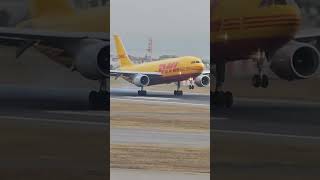 Yellow DHL Plane Lands in Lisbon Airport  Watch Until the End 🛫🇵🇹 [upl. by Irrot]