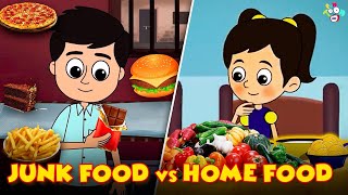 Junk Food vs Home Food  Chocolates vs Vegetables  Animated Stories  English Cartoon  Moral Story [upl. by Aneras]