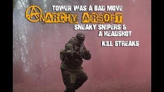 ANARCHY AIRSOFT  Tower was a bad move Sneaky Snipers amp a Headshot Killstreak [upl. by Aneehc170]