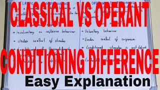 Classical vs Operant ConditioningDifference between classical and operant conditioning [upl. by Hairim]