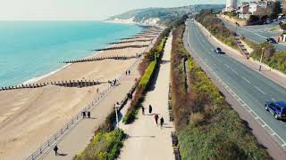 Spring colours and misty sea in Eastbourne during drone DJI mini2 flight [upl. by Zonnya951]