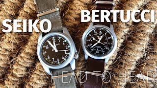 Head to Head Seiko SNK809 vs Bertucci A2S DX3 Field Watch Review [upl. by Swanhildas884]