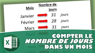 COMMENT CALCULER LE NOMBRE DE JOURS D’UN MOIS SUR EXCEL [upl. by Pippy111]