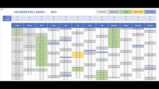 Créer un calendrier dynamique annuel 1  Tuto Excel [upl. by Ennovahs740]