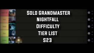 Solo Grandmaster Nightfall Difficulty Tier List S23 Destiny 2 [upl. by Hawken835]