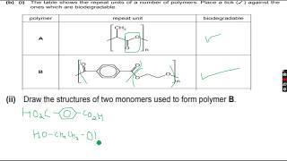 ALevel Chemistry Polymerisation Part 17 [upl. by Mozza300]