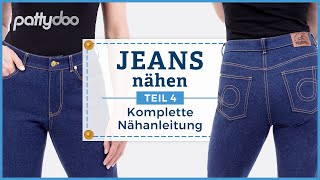 Jeans Anleitung Teil 4 Jeanshose mit ReißverschlussSchlitz Taschen amp Hosenbund komplett nähen [upl. by Emawk]