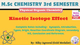 Kinetic Isotope Effect  Physical Organic Chemistry  Msc Chemistry [upl. by Elockin]