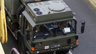 British Army Vehicles Boarding Ferry MV Bretagne At Roscoff Finistère Brittany France [upl. by Alikee]