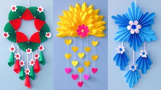 3 Unique Flower Wall Hanging  Quick Paper Craft For Home Decoration  Easy Wall Mate DIY Wall Decor [upl. by Kos]