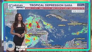 Tracking the Tropics Sara weakens to a tropical depression as it moves over the Yucatan Peninsula [upl. by Atileda409]