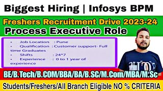 Infosys BPM Hiring 202324  RoleProcess Executive  Freshers Joining  Work From Office  Pune [upl. by Sergius]