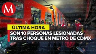 Hay 10 lesionados 4 personas prensadas y probablemente una fallecida por choque del Metro de CdMx [upl. by Lindsey712]