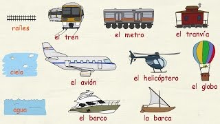 Aprender español Los medios de transporte 🚗🚌🚅 nivel básico [upl. by Hsatan]