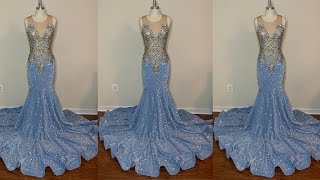 How to sew a sequin prom dress with bodice applique and circle skirt train DIY [upl. by Gagnon]