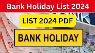 List of Bank holidays 2024 january to december 2024 Bank Holidays In India [upl. by Pollux]