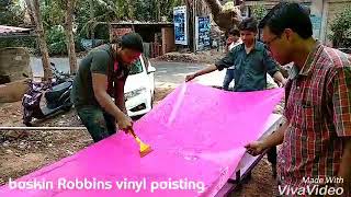 Vinyl pasting on flex baskin Robbins light board [upl. by Ailgna]