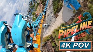 Pipeline The Surf Coaster 4K Back Seat POV SeaWorld Orlando Orlando FL [upl. by Dysart]