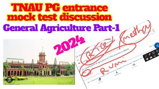 TNAU PG entrance 2024 general agriculture mock test discussion Part 1 [upl. by Dwane]