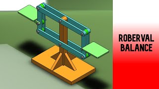 Como a hacer una BALANZA ROBERVAL de madera animación solidworks [upl. by Htehpaj]