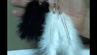 Feather Pom Pom Earrings ♥ DIY [upl. by Gabbi371]