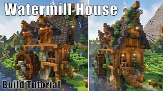 Minecraft Water Mill Cottage  Medieval Fantasy Water Wheel House [upl. by Ysle]