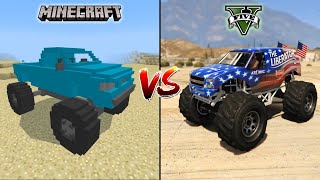 MINECRAFT MONSTER TRUCK VS GTA 5 MONSTER TRUCK  WHICH IS BEST [upl. by Essila]