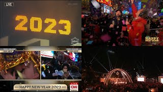 20222023 New Years Countdown on 4 Networks ABCCBSCNNNBC [upl. by Tiga]