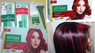 STREAX ULTRALIGHTS HIGHLIGHTING KIT VIBRANT RED UNDER 160₹HOW TO HIGHLIGHT BLACK HAIR TO RED AT HOM [upl. by Gaskins]