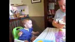 10 month old baby eating  so funny Looks like a little birdy [upl. by Assiruam94]