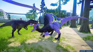 Planet Dinosaur  Scorpios Rex Vs Tarbosaurus  Jurassic World Evolution 2  Atrociraptor Vs TRex [upl. by Anaeed]