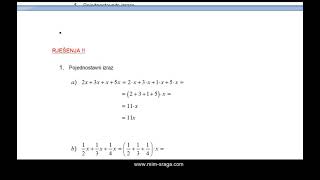 Matematika 7 algebarski izrazi zbrajanje i oduzimanje monoma  instrukcije za sedmi razred [upl. by Nilhsa]