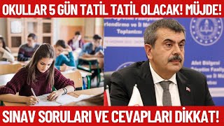 Okullar kapanıyor 5 Gün tatil olacak Sınav soruları ve cevapları 2024  2025 [upl. by Kehsihba]