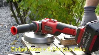 Einhell Akku Winkelschleifer 18V Axxio BL  Test  Vergleich vs Makita DGA504 [upl. by Eveivenej385]