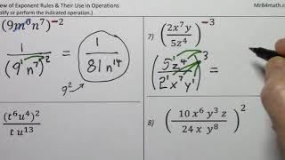 Review of Exponent Rules amp Their Use in Operations [upl. by Tia]