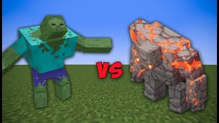 Redstone Golem VS Mutant Zombie  Battle minecraft [upl. by Tsirc]