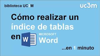 Cómo hacer un índice automático de tablas en Word [upl. by Carie]