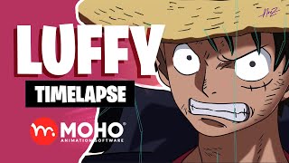 LUFFY CHARACTER ANIMATION AVEC MOHO  TIMELAPSE TEST [upl. by Leanard409]