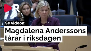 Se videon Magdalena Anderssons tårar i riksdagen [upl. by Sackey]