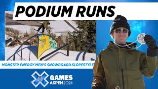 Monster Energy Men’s Snowboard Slopestyle Top 3 Runs  X Games Aspen 2024 [upl. by Manoop]